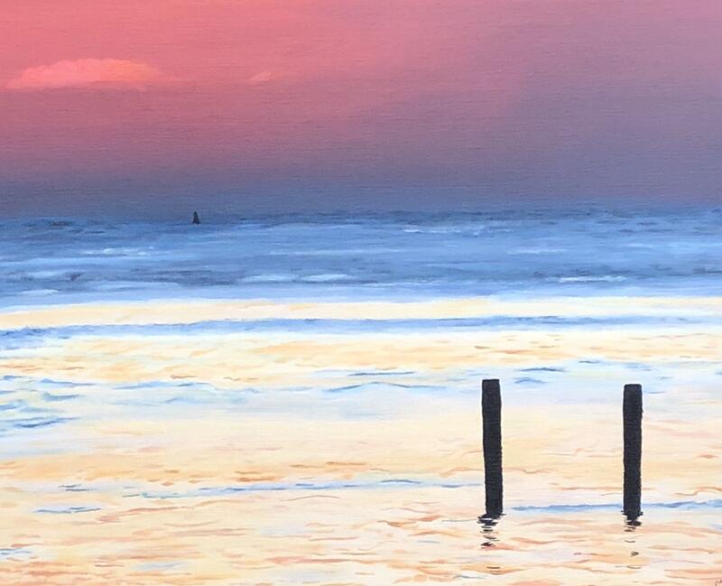 Avondrood boven gele zee